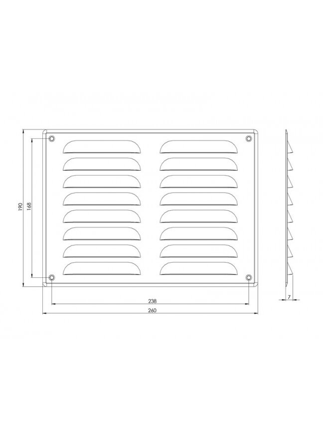 Ventiliacijos grotelės EUROPLAST MR2619ZN, 260 x 190mm 1