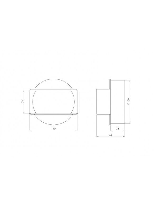 Ventiliacijos tarpmovė EUROPLAST KSD1, 110 x 55 mm, D100 1 Ventiliacijos tarpmovė EUROPLAST KSD1, 110 x 55 mm, D100 1