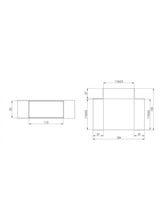 Ventiliacijos trišakis EUROPLAST KT, 110 x 55 mm 1 Ventiliacijos trišakis EUROPLAST KT, 110 x 55 mm 1