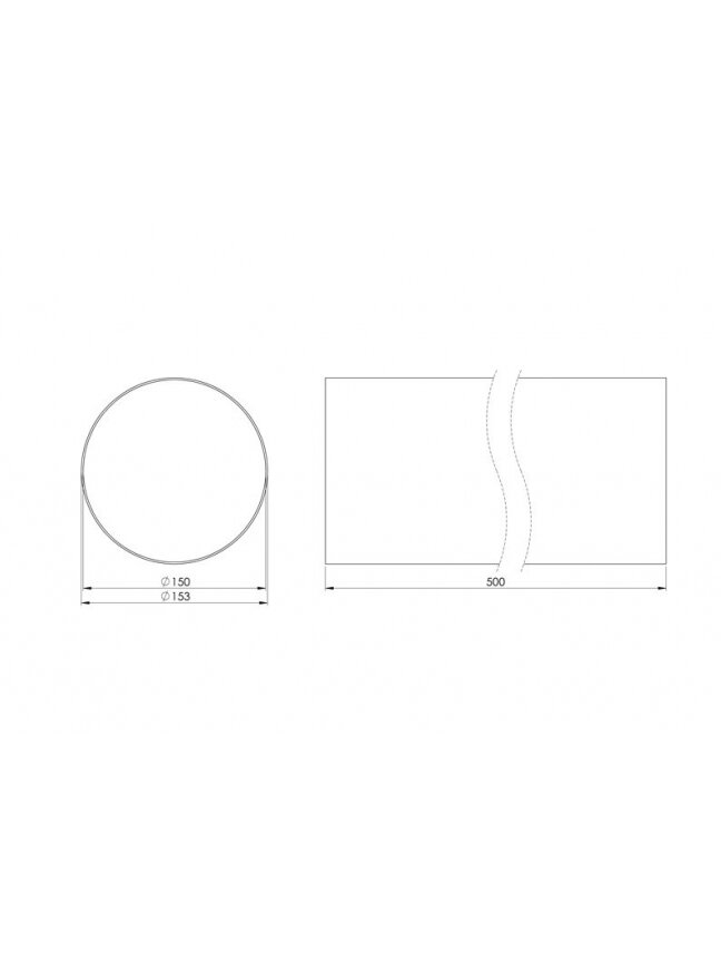 Ventiliacinis kanalas EUROPLAST D150, 0.5m 1 Ventiliacinis kanalas EUROPLAST D150, 0.5m 1