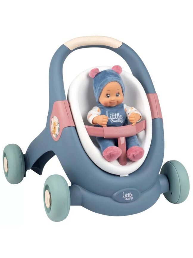 Vežimėlis SMOBY Little Walker 3in1 Kūdikių Vežimėlis + Lėlė 4