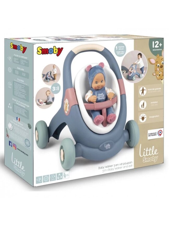 Vežimėlis SMOBY Little Walker 3in1 Kūdikių Vežimėlis + Lėlė 7
