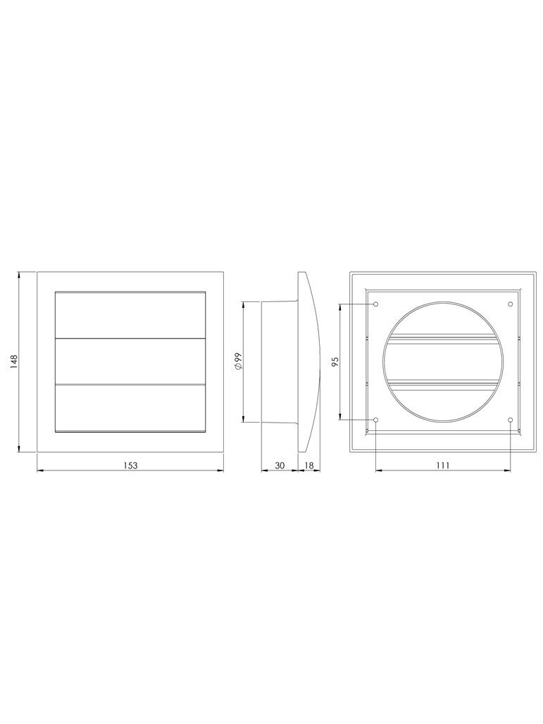 Ventiliacijos grotelės su žaliuzėmis EUROPLAST ND10Z, D100 1 Ventiliacijos grotelės su žaliuzėmis EUROPLAST ND10Z, D100 1