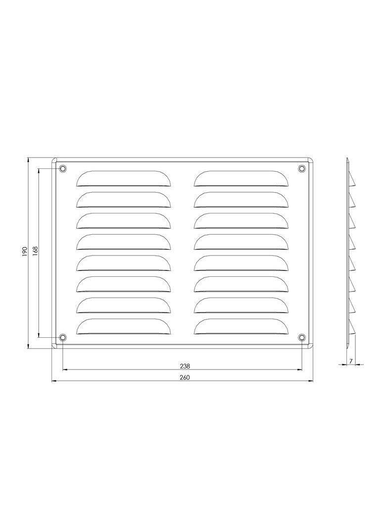 Ventiliacijos grotelės EUROPLAST MR2619ZN, 260 x 190mm 1