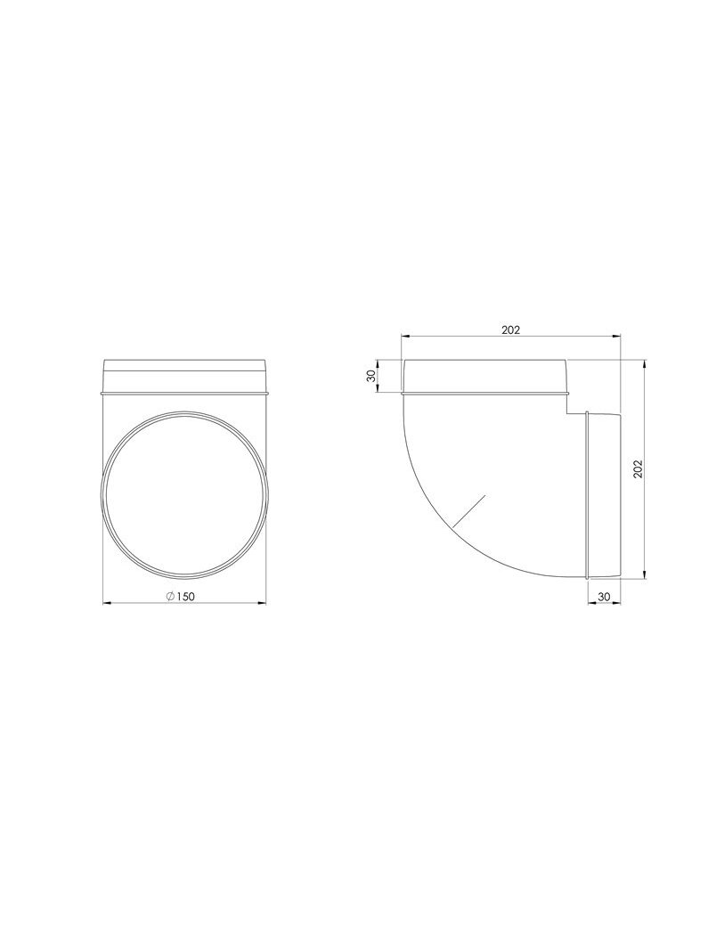 Ventiliacijos alkūnė EUROPLAST AL150-90, D150 90° 1 Ventiliacijos alkūnė EUROPLAST AL150-90, D150 90° 1