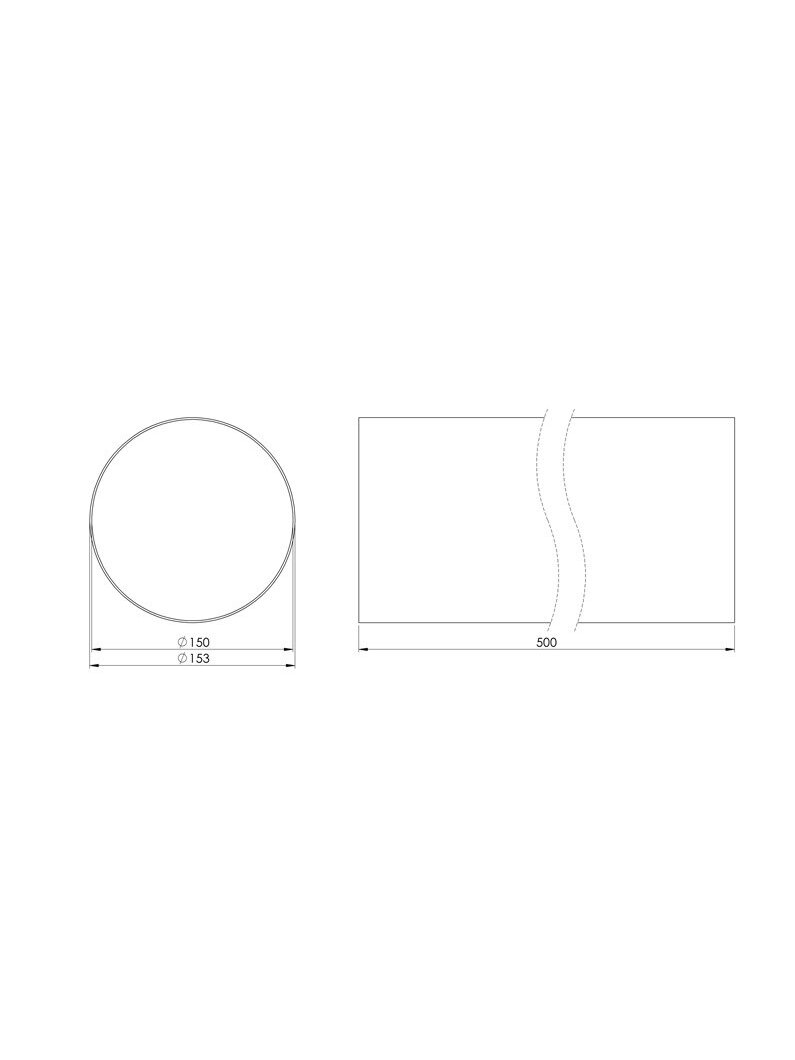 Ventiliacinis kanalas EUROPLAST D150, 0.5m 1 Ventiliacinis kanalas EUROPLAST D150, 0.5m 1
