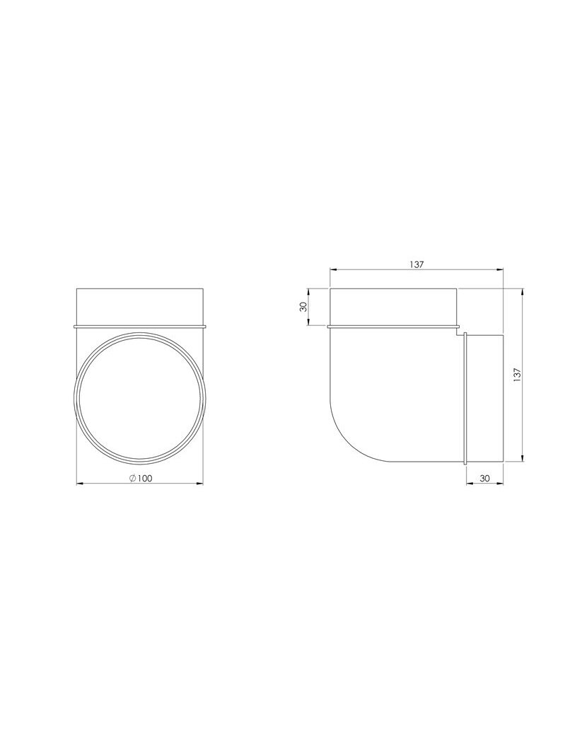 Ventiliacijos alkūnė EUROPLAST AL100-90, D100 90° 1
