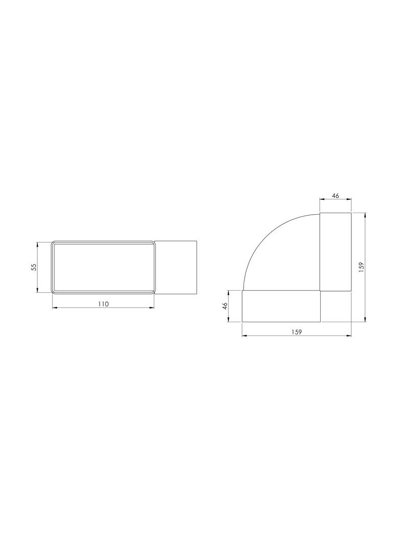 Ventiliacijos alkūnė EUROPLAST KLH, 110 x 55 mm, 90° 1 Ventiliacijos alkūnė EUROPLAST KLH, 110 x 55 mm, 90° 1