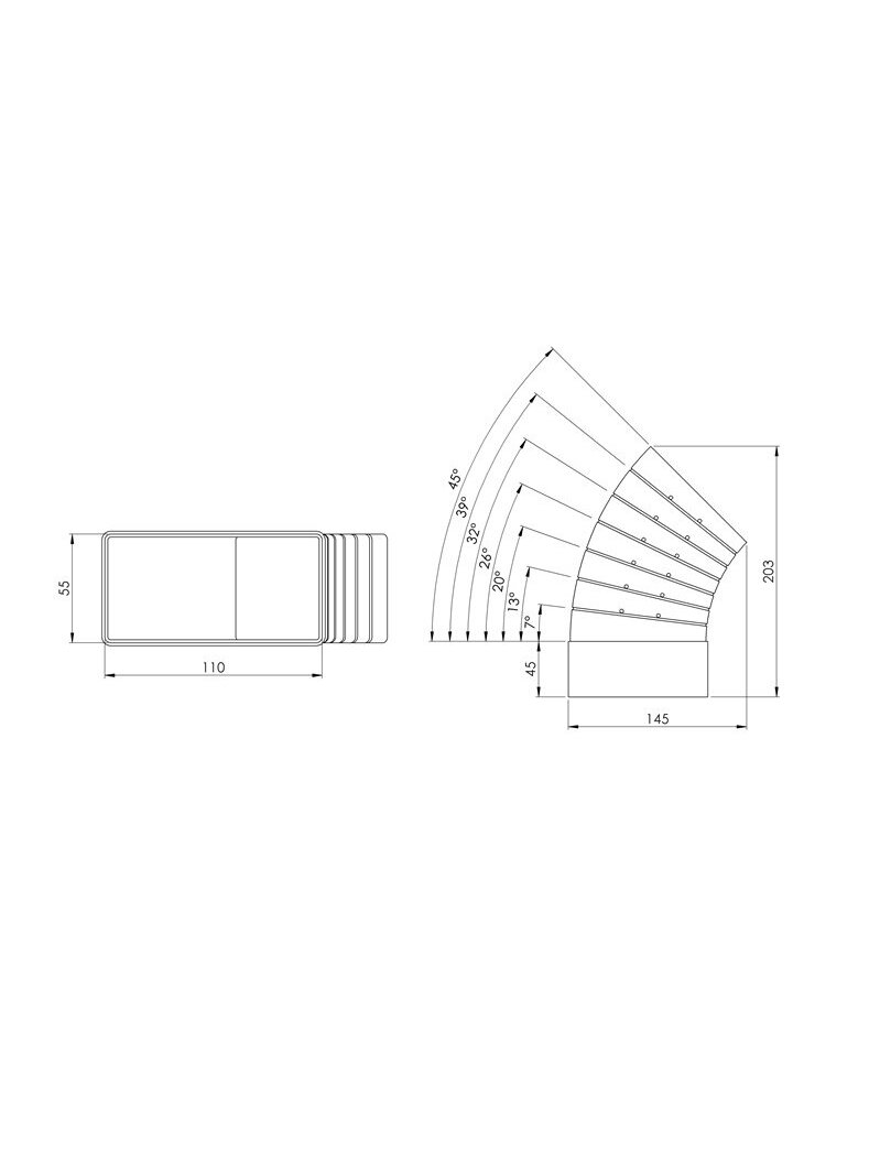 Ventiliacijos alkūnė EUROPLAST KLH15-60 110 x 55mm 15–60° 1 Ventiliacijos alkūnė EUROPLAST KLH15-60 110 x 55mm 15–60° 1