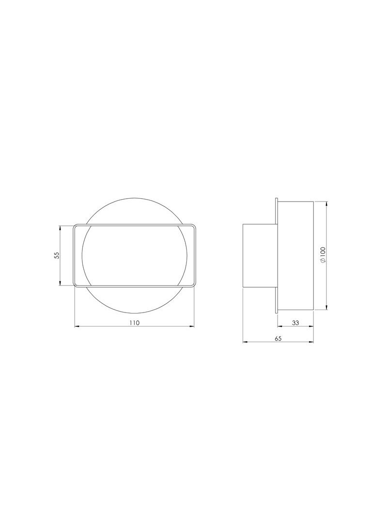 Ventiliacijos tarpmovė EUROPLAST KSD1, 110 x 55 mm, D100 1 Ventiliacijos tarpmovė EUROPLAST KSD1, 110 x 55 mm, D100 1