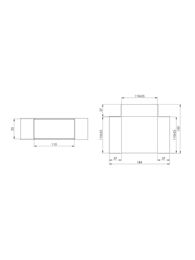 Ventiliacijos trišakis EUROPLAST KT, 110 x 55 mm 1