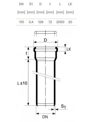Vidaus kanalizacijos vamzdis Ultra dB, Ø 110 mm, 2 m 1 Vidaus kanalizacijos vamzdis Ultra dB, Ø 110 mm, 2 m 1