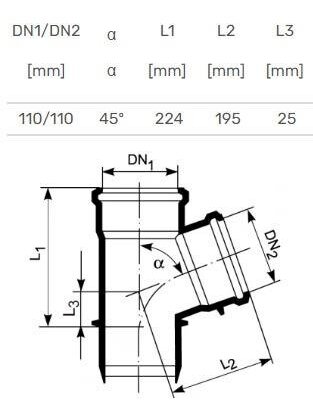 Vidaus kanalizacijos trišakis Ultra dB, Ø 110 / 110 mm, 45° 2 Vidaus kanalizacijos trišakis Ultra dB, Ø 110 / 110 mm, 45° 2