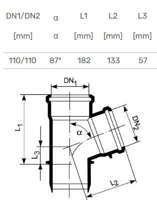 Vidaus kanalizacijos trišakis Ultra dB, Ø 110 / 110 mm, 87° 2 Vidaus kanalizacijos trišakis Ultra dB, Ø 110 / 110 mm, 87° 2