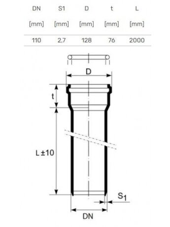 Vidaus kanalizacijos vamzdis HTplus, Ø 110 mm, 2 m 2 Vidaus kanalizacijos vamzdis HTplus, Ø 110 mm, 2 m 2