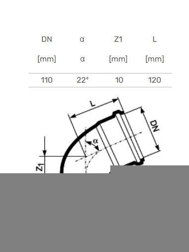 Vidaus kanalizacijos alkūnė HTplus, Ø 110 mm, 22° Vidaus kanalizacijos alkūnė HTplus, Ø 110 mm, 22°