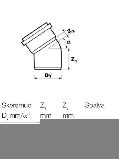 Vidaus kanalizacijos alkūnė Wavin, Ø 110 mm, 30° Vidaus kanalizacijos alkūnė Wavin, Ø 110 mm, 30°