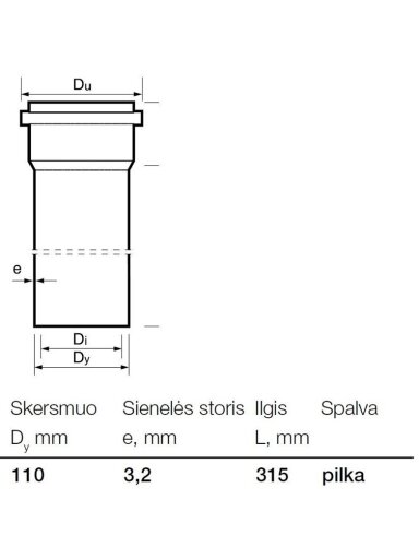 Vidaus kanalizacijos PVC vamzdis Wavin, Ø 110 mm, 0,315 m Vidaus kanalizacijos PVC vamzdis Wavin, Ø 110 mm, 0,315 m