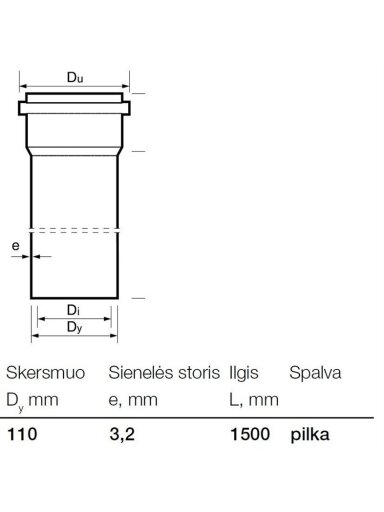 Vidaus kanalizacijos PVC vamzdis Wavin, Ø 110 mm, 1,5 m Vidaus kanalizacijos PVC vamzdis Wavin, Ø 110 mm, 1,5 m