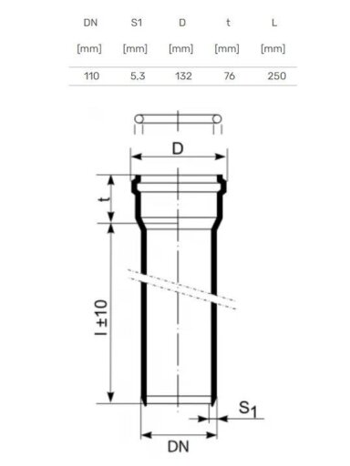 Vidaus kanalizacijos vamzdis Magnaplast Skolan Ø110mm, 0.25m