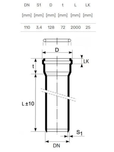 Vidaus kanalizacijos vamzdis Ultra dB, Ø 110 mm, 2 m