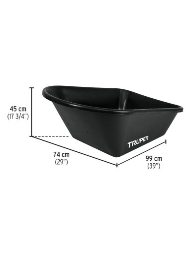 Vienaratis karutis Truper 11777, plienas, juoda, 120 l