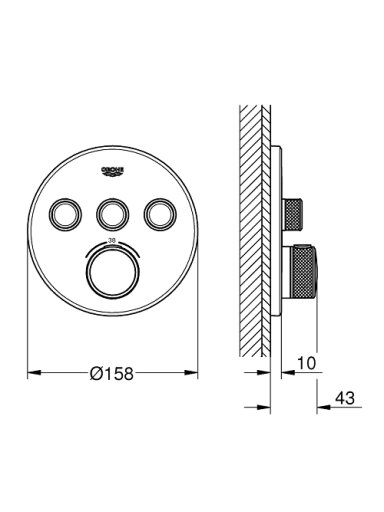 Virštinkinė maišytuvo SmartControl dalis, 3 valdikliai, hard graphite spalva