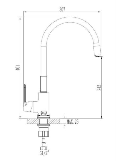 Virtuvinis maišytuvas Invena Joga Plus BZ-32-P02-C, baltas