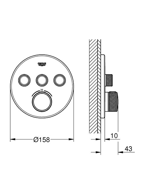 Virštinkinė maišytuvo SmartControl dalis, 3 valdikliai, hard graphite spalva 1 Virštinkinė maišytuvo SmartControl dalis, 3 valdikliai, hard graphite spalva 1