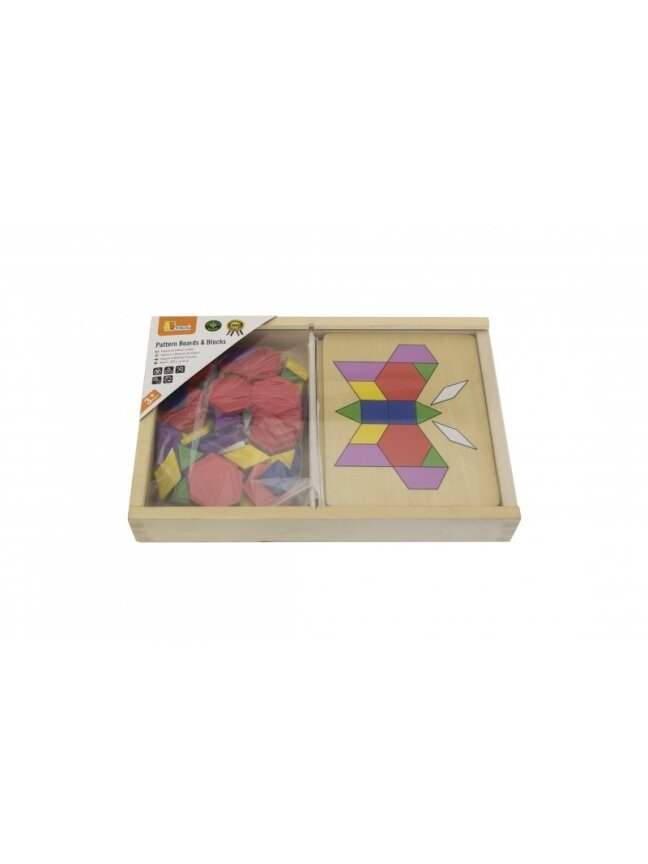 „Viga Toys“ medinės geometrinės mozaikos dėlionės blokai 1 „Viga Toys“ medinės geometrinės mozaikos dėlionės blokai 1