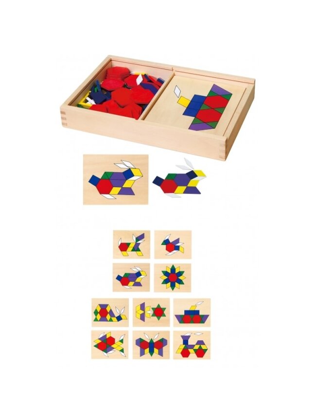 „Viga Toys“ medinės geometrinės mozaikos dėlionės blokai