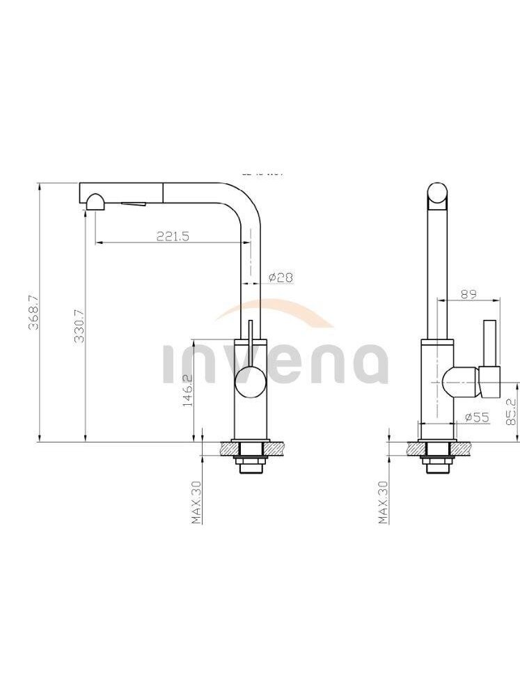Virtuvinis maišytuvas Invena Preto BZ-48-W04-L, juodas 2 Virtuvinis maišytuvas Invena Preto BZ-48-W04-L, juodas 2