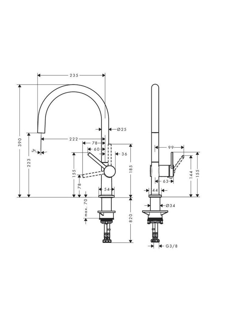 Virtuvinis maišytuvas Hansgrohe TALIS M54 72804670, juodas 1 Virtuvinis maišytuvas Hansgrohe TALIS M54 72804670, juodas 1