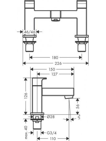 Vonios maišytuvas Hansgrohe Shape Vernis, juodas 1 Vonios maišytuvas Hansgrohe Shape Vernis, juodas 1