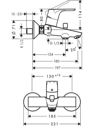 Vonios maišytuvas Hansgrohe Focus E2 31940 2