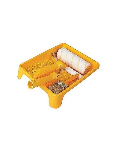Volelis GEPARD poliakrilinis x2 + (teptukas, vonelė) HARDY | voleliai 18cm ir 10cm, teptukas Nr 2, vonelė 24x32cm