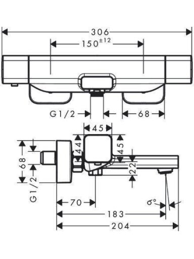 Vonios maišytuvas Hansgrohe Ecostat E 15774000, chromo