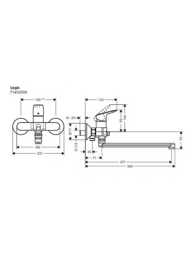 Vonios maišytuvas Hansgrohe Logis 71402000