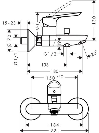 Vonios maišytuvas Hansgrohe Logis E 71403000