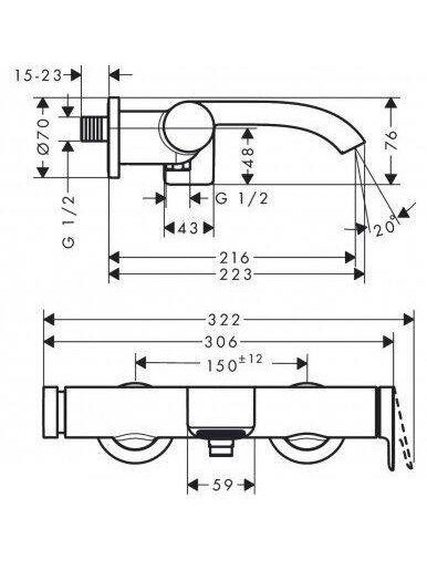 Vonios maišytuvas Hansgrohe Vivenis 75420670, juodas 2 Vonios maišytuvas Hansgrohe Vivenis 75420670, juodas 2