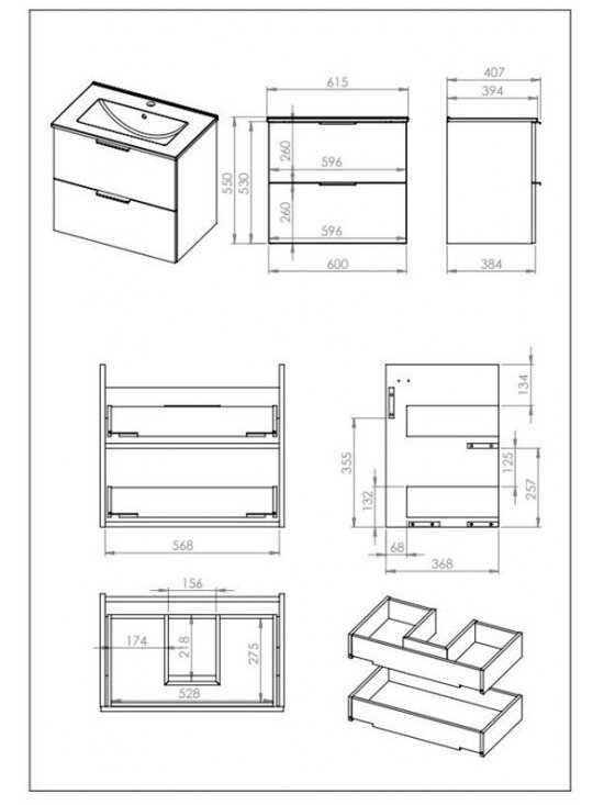 Vonios spintelė su praustuvu Elita Astra, pilk, 39.4x61.5x53 2 Vonios spintelė su praustuvu Elita Astra, pilk, 39.4x61.5x53 2