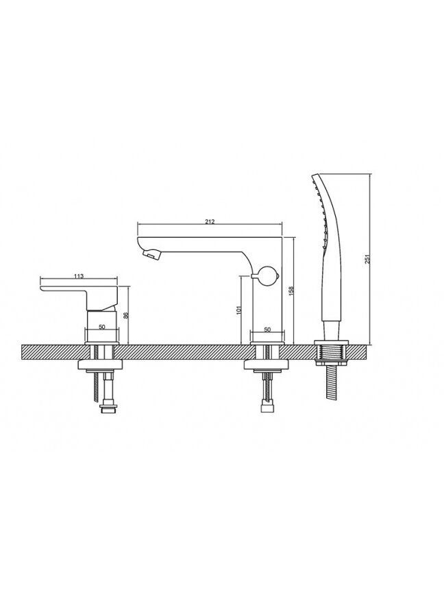 Vonios krašto maišytuvas Invena Siros BW-90-S01-A, chromo 1