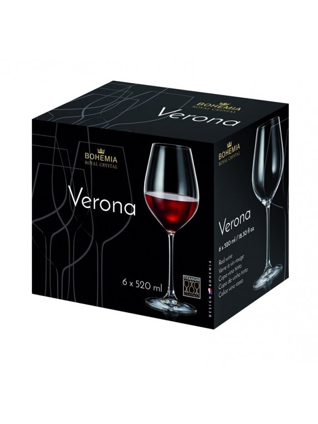 Vyno taurės BOHEMIA ROYAL CRYSTAL VERONA, 520 ml, 6 vnt. 1 Vyno taurės BOHEMIA ROYAL CRYSTAL VERONA, 520 ml, 6 vnt. 1