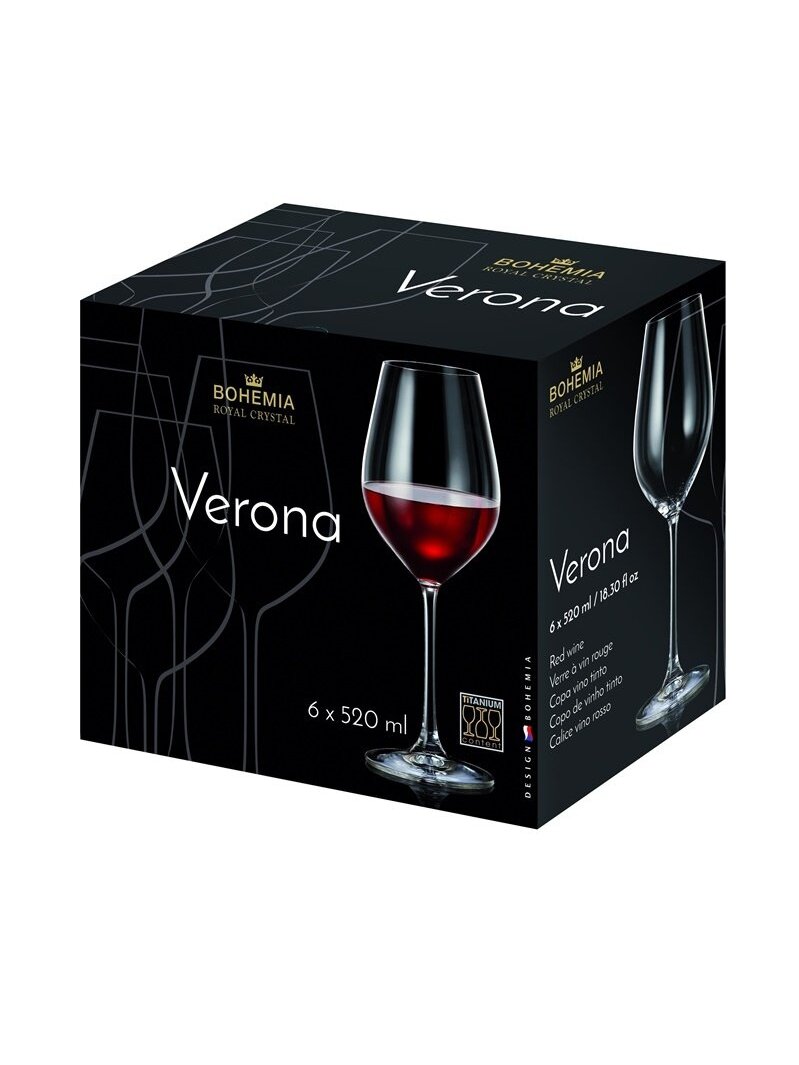 Vyno taurės BOHEMIA ROYAL CRYSTAL VERONA, 520 ml, 6 vnt. 1