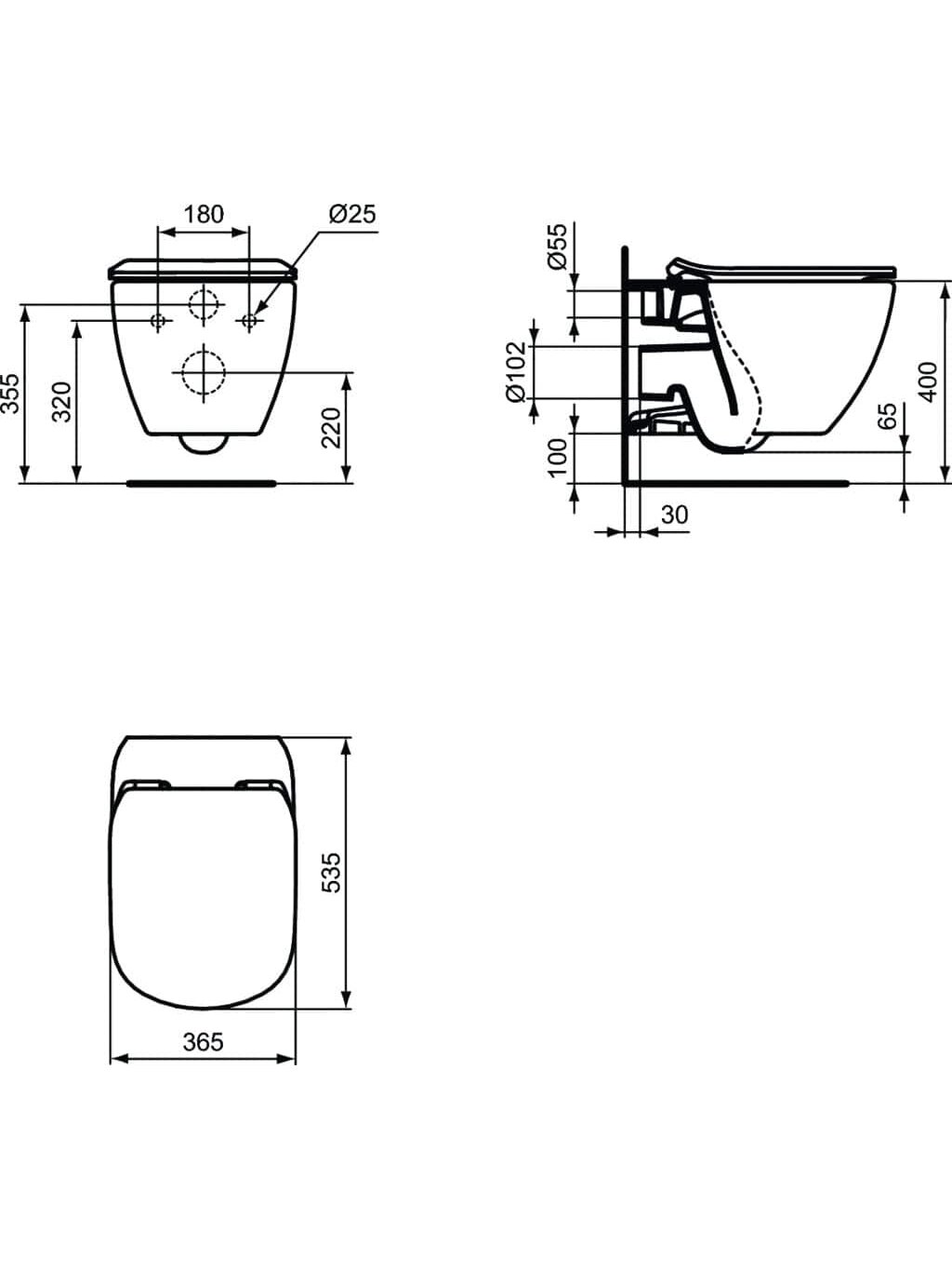 WC pakabinamas Ideal Standard Tesi, Aquablade, su paslėptais tvirtinimais 3