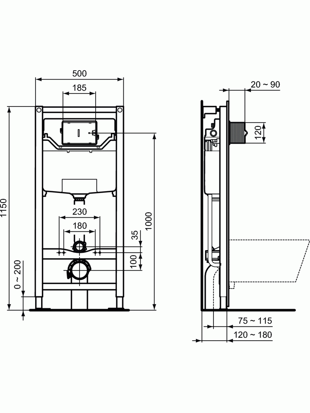 WC rėmas Ideal Standard Prosys, 120M 6/3 L 3