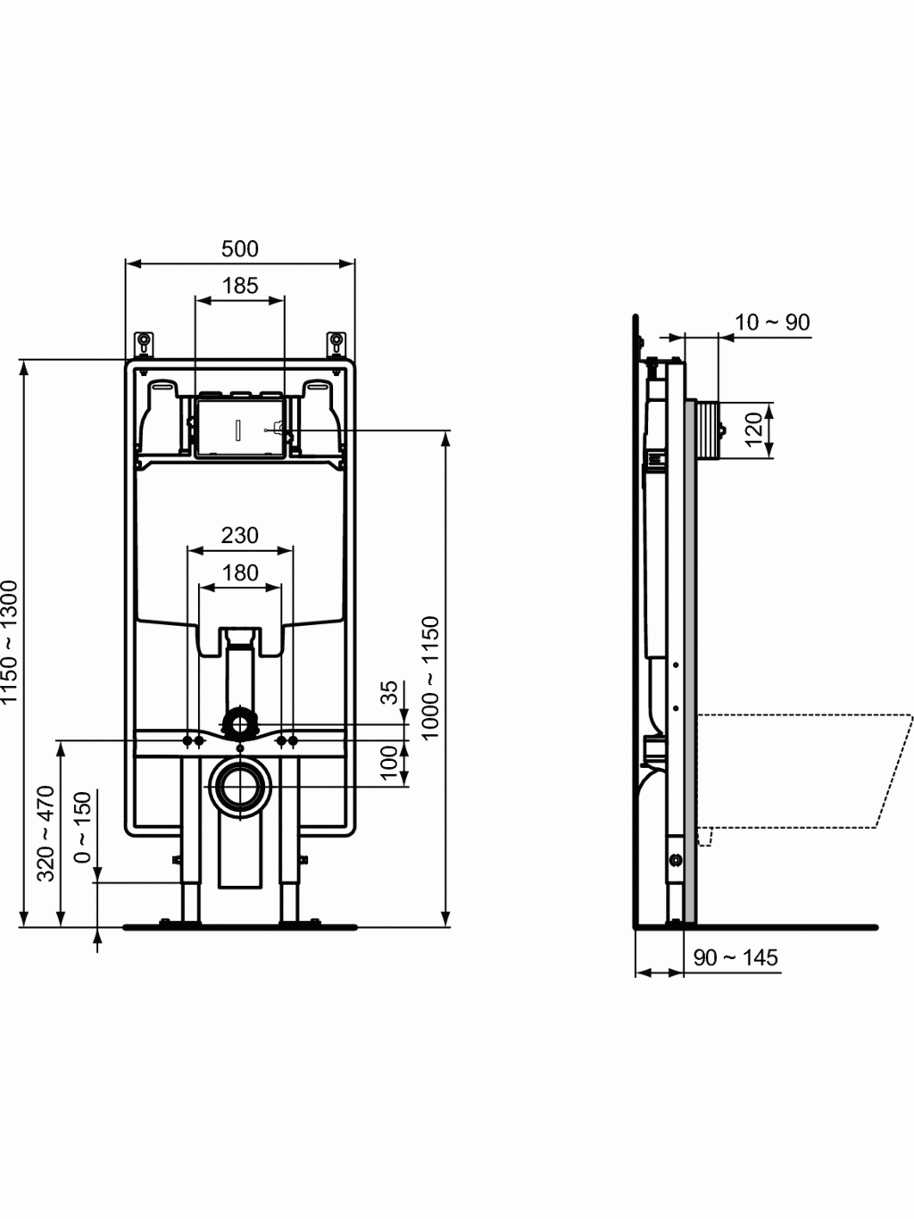 WC rėmas Ideal Standard Prosys, 80M 6/3L 3