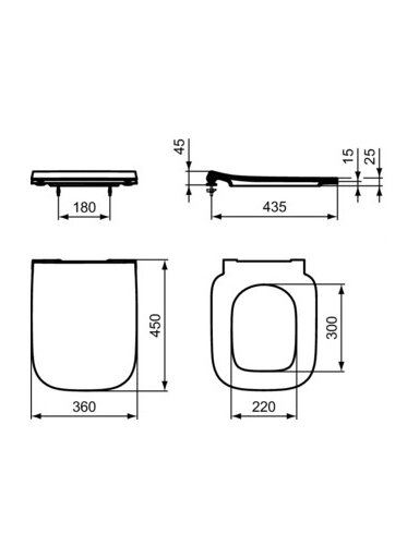 WC dangtis Ideal Standard i.life B su Soft close, plonas, baltas