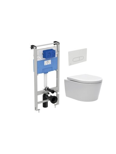 WC rėmo komplektas Ideal Standard ProSys, su WC SAT Brevis, baltu mygtuku ir soft-close dangčiu