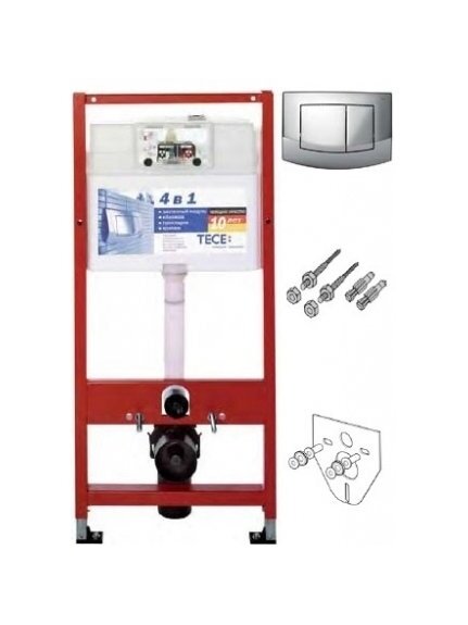WC modulis "TECEbase" 4in1 klavišas AMBIA chrom., tvirtinimai, izol. tarpinė WC modulis "TECEbase" 4in1 klavišas AMBIA chrom., tvirtinimai, izol. tarpinė